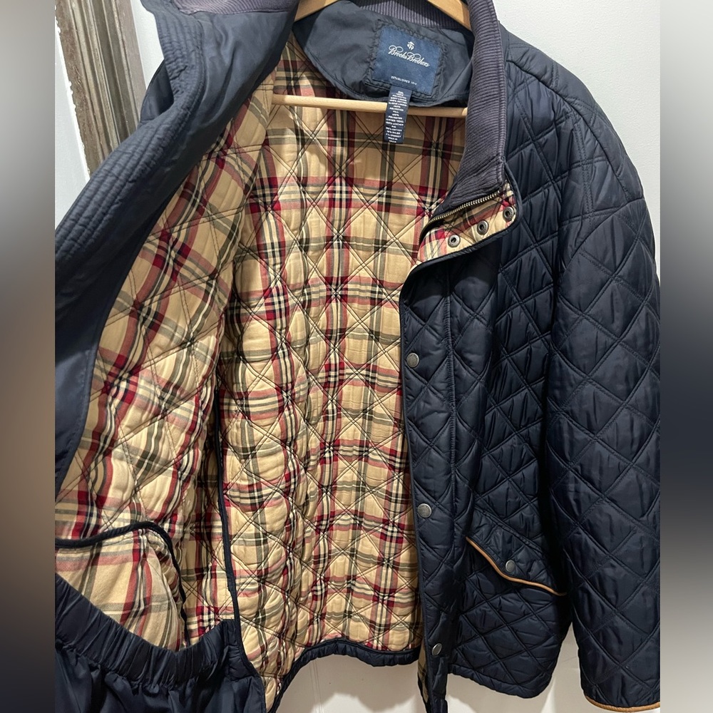 3XL Brooks Brothers Quilted Leather Trimmed Winter Walking Coat Big and Tall
